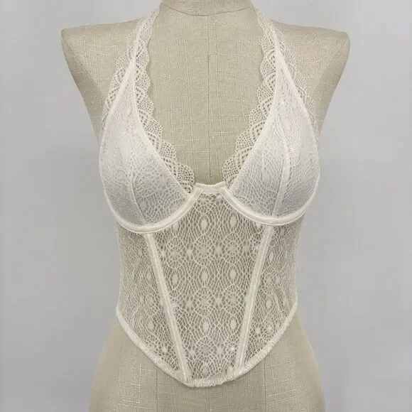 NWOT Out From Under Weekend In Marrakesh Halter Lace Ivory Corset, Small - Picture 3 of 9